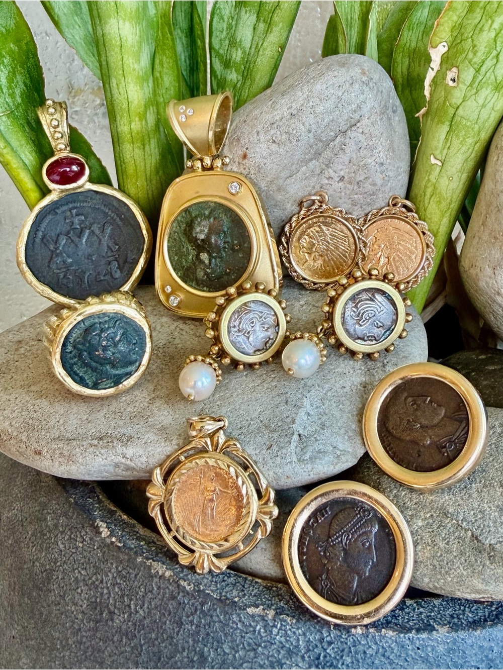 14,18, and 22k  gold coin jewelry